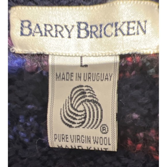 VTG Barry Bricken Women SZ L Hand Knit Pure Virgin Wool Button Front Sweater - Picture 7 of 10
